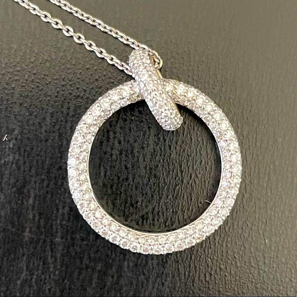 Sterling silver diamond circle pendant